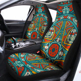 Teal Bohemian Mandala Pattern Print Universal Fit Car Seat Covers 102422