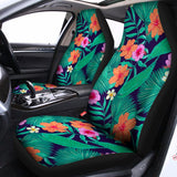 Teal Hawaiian Leaf Flower Pattern Print Universal Fit Car Seat Covers 102422