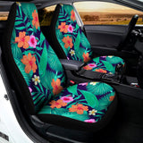Teal Hawaiian Leaf Flower Pattern Print Universal Fit Car Seat Covers 102422