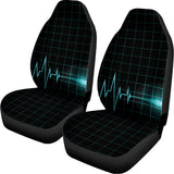 Teal Heartbeat Print Universal Fit Car Seat Covers 102422