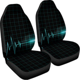 Teal Heartbeat Print Universal Fit Car Seat Covers 102422
