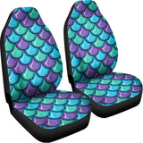 Teal Mermaid Scales Pattern Print Universal Fit Car Seat Covers 102422