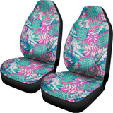 Teal Pink Blossom Tropical Pattern Print Universal Fit Car Seat Covers 102422