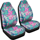 Teal Pink Blossom Tropical Pattern Print Universal Fit Car Seat Covers 102422