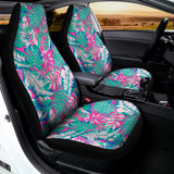 Teal Pink Blossom Tropical Pattern Print Universal Fit Car Seat Covers 102422