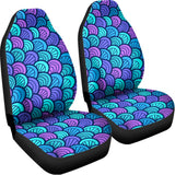 Teal Pink Mermaid Scales Pattern Print Universal Fit Car Seat Covers 102422