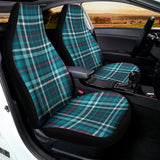 Teal Plaid Pattern Print Universal Fit Car Seat Covers 102422