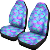 Teal Purple Mermaid Scales Pattern Print Universal Fit Car Seat Covers 102422