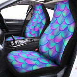 Teal Purple Mermaid Scales Pattern Print Universal Fit Car Seat Covers 102422