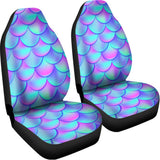 Teal Purple Mermaid Scales Pattern Print Universal Fit Car Seat Covers 102422