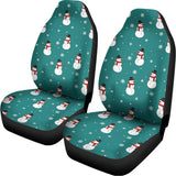 Teal Snowman Pattern Print Universal Fit Car Seat Covers 102422