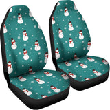 Teal Snowman Pattern Print Universal Fit Car Seat Covers 102422