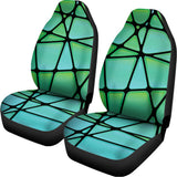 Teal Stained Glass Mosaic Print Universal Fit Car Seat Covers 102422