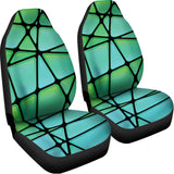 Teal Stained Glass Mosaic Print Universal Fit Car Seat Covers 102422
