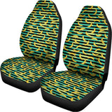 Teal Striped Banana Pattern Print Universal Fit Car Seat Covers 102422