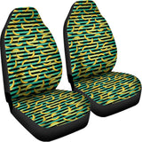 Teal Striped Banana Pattern Print Universal Fit Car Seat Covers 102422
