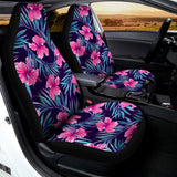 Teal Tropical Hibiscus Pattern Print Universal Fit Car Seat Covers 102422
