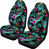 Teal Tropical Leaf Hawaii Pattern Print Universal Fit Car Seat Covers 102422
