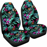 Teal Tropical Leaf Hawaii Pattern Print Universal Fit Car Seat Covers 102422