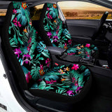Teal Tropical Leaf Hawaii Pattern Print Universal Fit Car Seat Covers 102422
