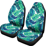 Teal Tropical Leaf Pattern Print Universal Fit Car Seat Covers 102422