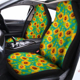Teal Watercolor Sunflower Pattern Print Universal Fit Car Seat Covers 102422
