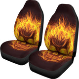 Three Flaming Skull Print Universal Fit Car Seat Covers 102422
