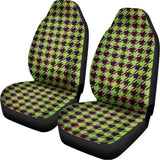 Trippy green Houndstooth Pattern Print Universal Fit Car Seat Covers 102422