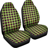 Trippy green Houndstooth Pattern Print Universal Fit Car Seat Covers 102422