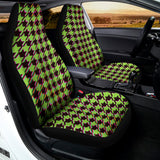 Trippy green Houndstooth Pattern Print Universal Fit Car Seat Covers 102422