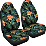 Tropical Leaf And Hawaiian Flower Print Universal Fit Car Seat Covers 102422