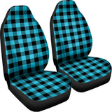 Turquoise And Black Buffalo Check Print Universal Fit Car Seat Covers 102422