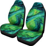Turquoise And Green Acid Melt Print Universal Fit Car Seat Covers 102422