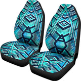 Turquoise Ethnic Aztec Trippy Print Universal Fit Car Seat Covers 102422