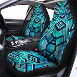 Turquoise Ethnic Aztec Trippy Print Universal Fit Car Seat Covers 102422