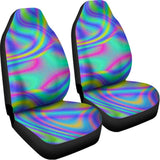 Turquoise Holographic Trippy Print Universal Fit Car Seat Covers 102422
