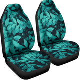 Turquoise Leaf Print Universal Fit Car Seat Covers 102422