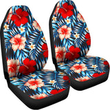 Turquoise Leaves Hibiscus Pattern Print Universal Fit Car Seat Covers 102422