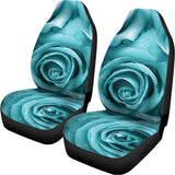 Turquoise Rose Flower Print Universal Fit Car Seat Covers 102422