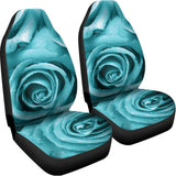 Turquoise Rose Flower Print Universal Fit Car Seat Covers 102422