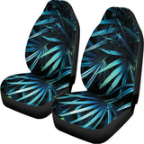 Turquoise Tropical Leaves Print Universal Fit Car Seat Covers 102422