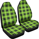UFO Green Tartan Pattern Print Universal Fit Car Seat Covers 102422