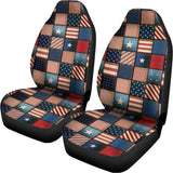 USA Denim Patchwork Pattern Print Universal Fit Car Seat Covers 102422