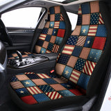 USA Denim Patchwork Pattern Print Universal Fit Car Seat Covers 102422