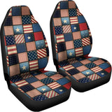 USA Denim Patchwork Pattern Print Universal Fit Car Seat Covers 102422