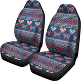 Valentine's Day Knitted Pattern Print Universal Fit Car Seat Covers 102422