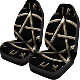 Viking Nordic Runes Pentagram Print Universal Fit Car Seat Covers 102422