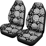 Vintage Black And White Floral Print Universal Fit Car Seat Covers 102422