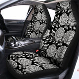 Vintage Black And White Floral Print Universal Fit Car Seat Covers 102422