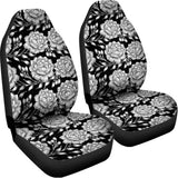 Vintage Black And White Floral Print Universal Fit Car Seat Covers 102422